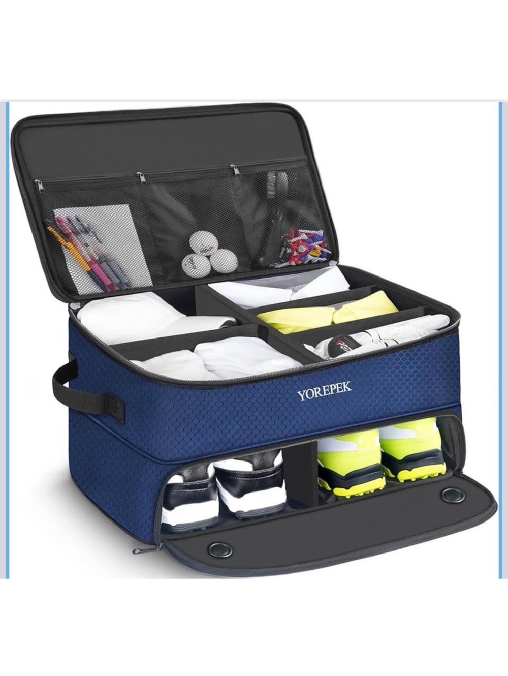 YOREPEK Large Travel Shoe and Accessory Organizer Bag with Adjustable Dividers